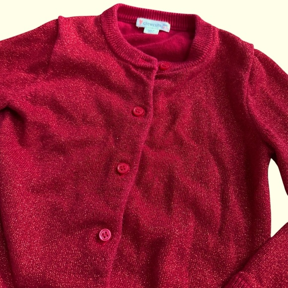 Crewcuts Red Metallic Cardigan Sweater Shiny Shimmering Girls 4-5 - Picture 5 of 5